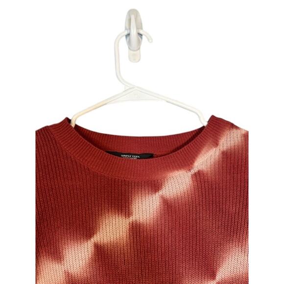 Simply Vera Red Tie Dye Boat Neck Long Cinched Sleeve Knit Sweater Women Sz S - Picture 3 of 7
